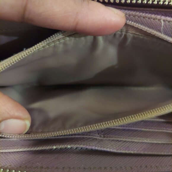 Coach Light Taupe & Lilac Card Bill ID coin Zip Around Accordion Wallet EUC - Picture 10 of 10